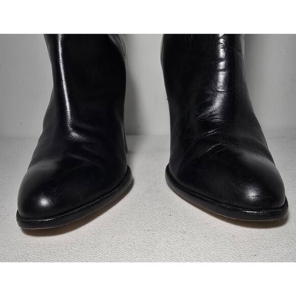 WOMANS BCBGMaxAzria Tall Black All Leather Boots Size US 9.5 B 4" Heel - Picture 3 of 11